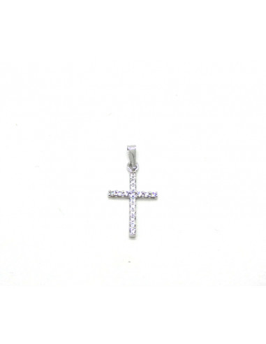 Colgante cruz circonitas oro blanco 26mm orocas joyería