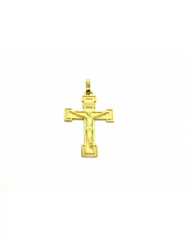 Cruz con Cristo mate y brillo oro 18K - 2cm