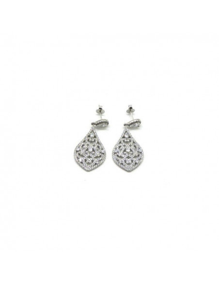 Pendientes plata lágrima fantasía mantilla circonitas