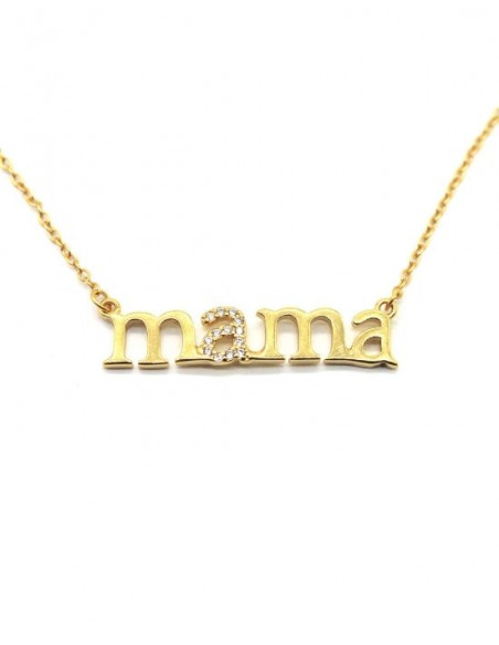Gargantilla Mama circonitas plata 925 chapada en oro - 40 cm