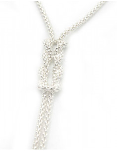 Gargantilla nudos bola cordón core Plata de Ley - 24 cm 2
