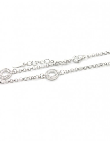 Pulsera tres aros circonitas plata - 17cm