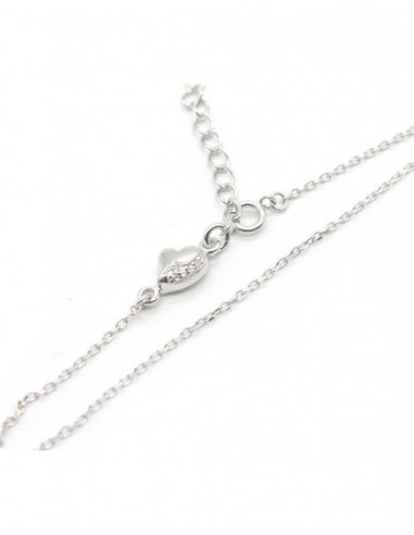 Tobillera forzada con corazón circonitas plata - 20 cm