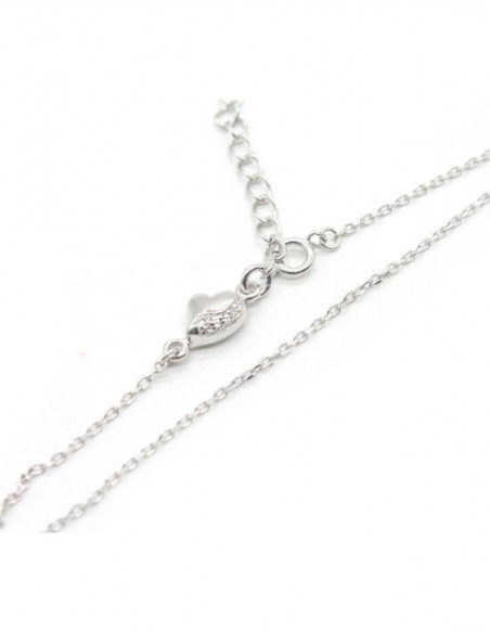 Tobillera forzada con corazón circonitas plata - 20 cm