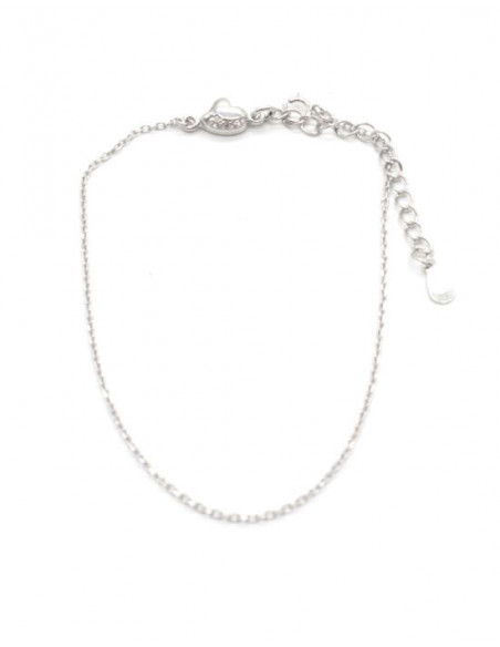 Tobillera forzada con corazón circonitas plata - 20 cm
