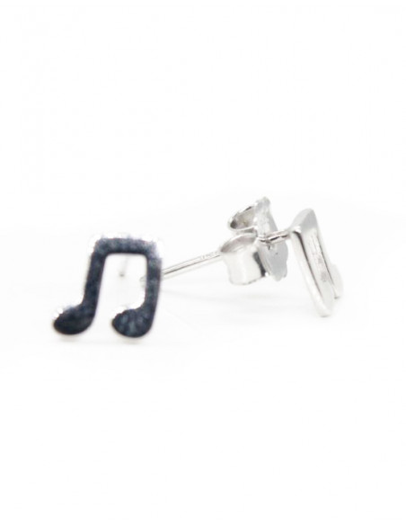 Pendientes semicorchea 6mm plata | Joyería Orocash