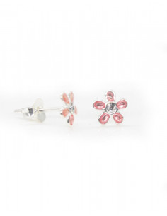 Pendientes plata margarita esmalte rosa | Joyería Orocash 2