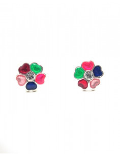 Pendientes plata flor circonita esmalte multicolor | Joyería Orocash 2