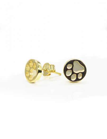 Pendientes plata chapada en oro con huella de nácar 9mm | Joyería Orocash