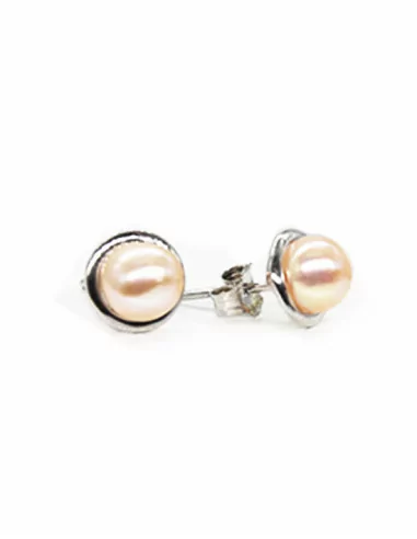 Pendientes perla cultivada color ámbar 8mm con base plata