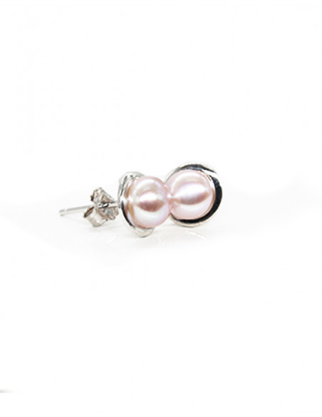 Pendientes perla cultivada color lila 8mm con base plata  | Joyería Orocash