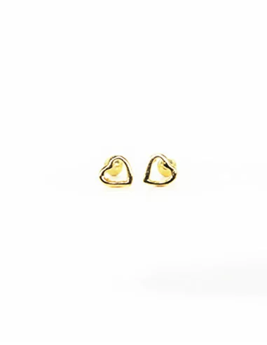 Pendientes miniatura corazón cierre rosca plata chapada oro 5mm