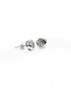 Pendientes plata chatón 7mm base calada plata rodiada  | Joyería Orocash 2