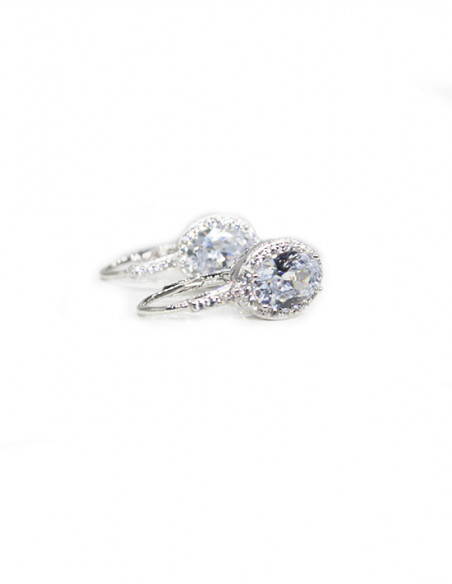 Pendientes ballesta circonitas Plata 925 rodio | Joyería Orocash
