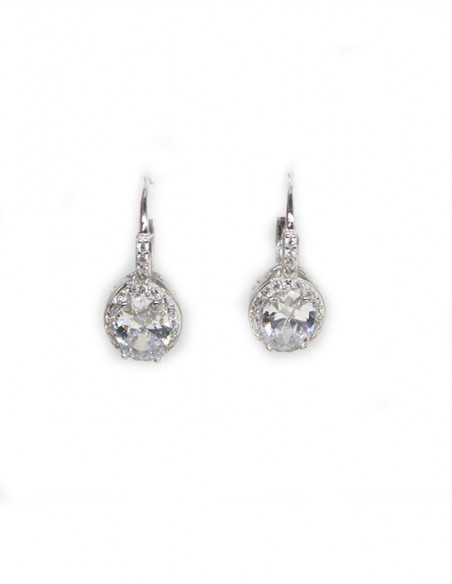 Pendientes ballesta circonitas Plata 925 rodio | Joyería Orocash