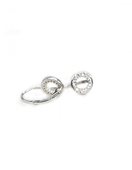 Pendientes plata 925 rodio circonitas círculo | Joyería Orocash