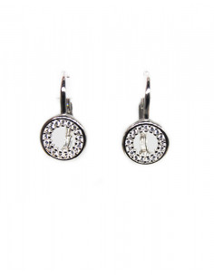 Pendientes plata 925 rodio circonitas círculo | Joyería Orocash