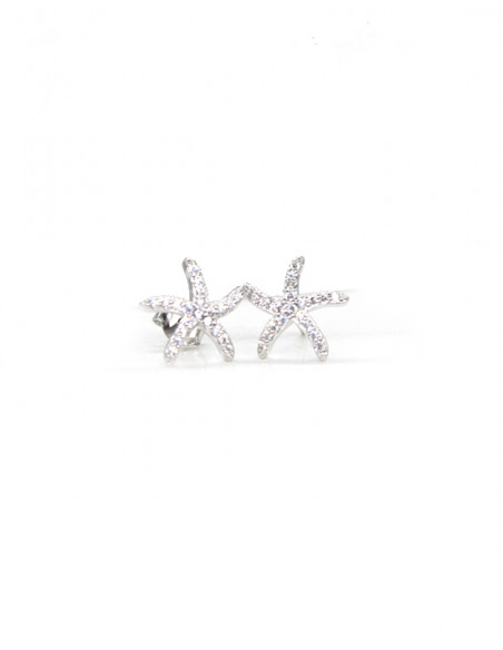 Pendientes Plata estrella de mar circonitas 11mm  | Joyería Orocash