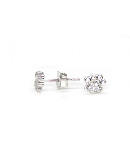 Pendientes plata rodiada huella con circonitas | Joyería Orocash