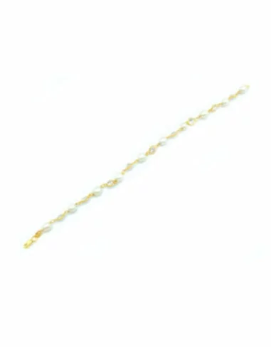 Pulsera perlas y circonitas oro 18k - 20cm