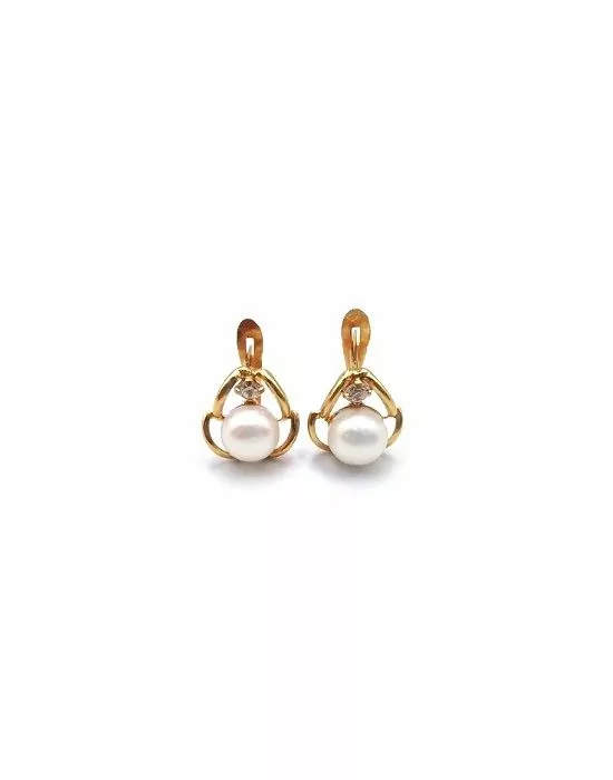 Pendientes perlas oro 18K con circonita