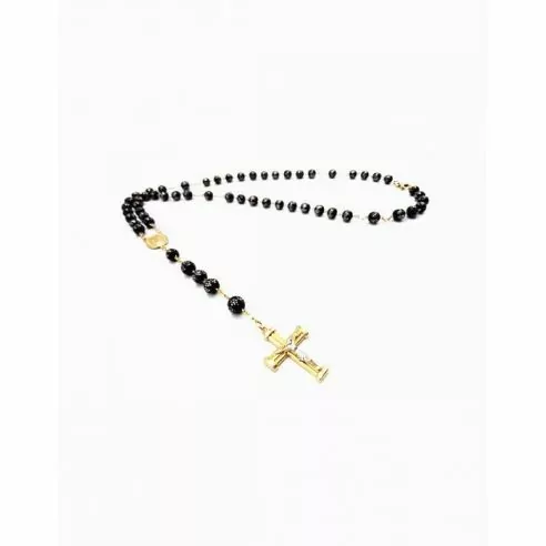 Rosario virgen Milagrosa y cruz cristo bicolor oro 18k - 49cm