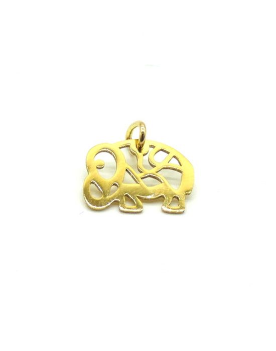 Colgante calado de elefante de oro 18k