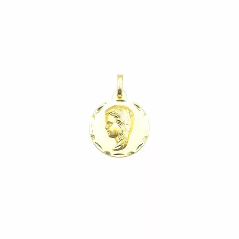 Medalla Virgen niña labrada oro 18k - 2,5 cm