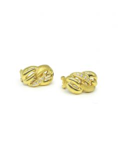 Pendientes entrelazados de oro amarillo de 18k con carril de circonitas - Joyería Orocash
