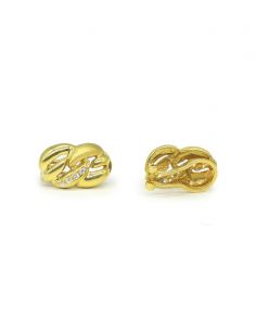 Pendientes entrelazados de oro amarillo de 18k con carril de circonitas - Joyería Orocash 2