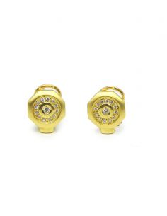 Pendientes hexágonos circonitas oro 18k.
