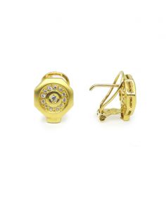 Pendientes hexágonos circonitas oro 18k. 2