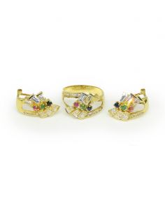 Anillo doble con circonitas de colores oro 18k. 2