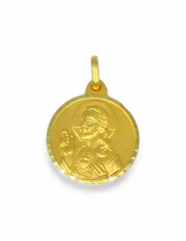 Escapulario Virgen del Carmen y Corazón de Jesús oro 18k
