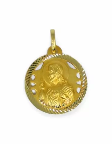 Medalla escapulario Virgen de la Cabeza y Sagrado Corazón oro 18 k