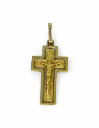Cruz cristo relieve y tallado oro 18k