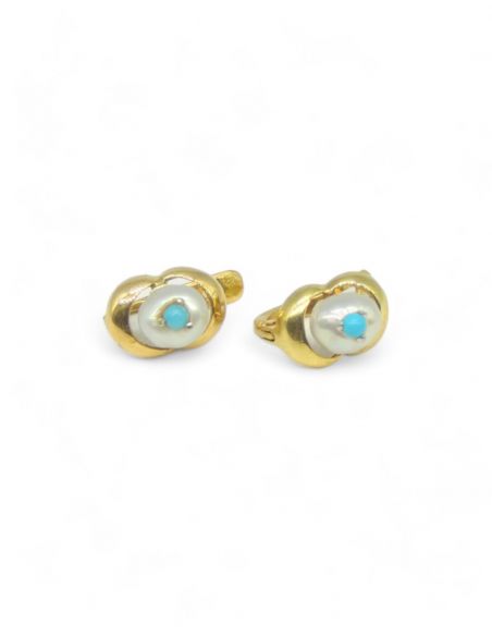 Pendientes perla bolita turquesa oro
