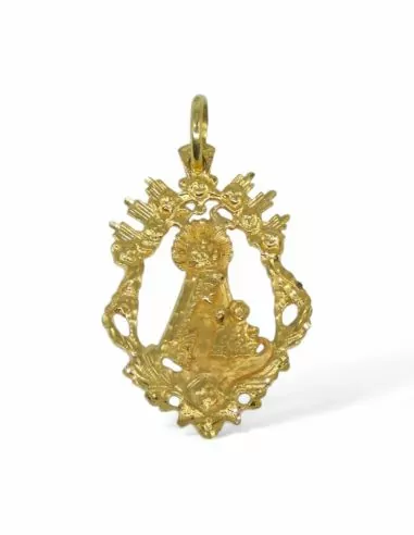 Medalla virgen del Carmen orla tallada oro 18k
