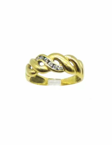 Anillo trenzado anillo circonitas oro 18k - T.15