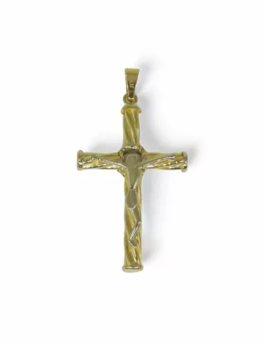 Colgante cruz retorcida con cristo oro 18k