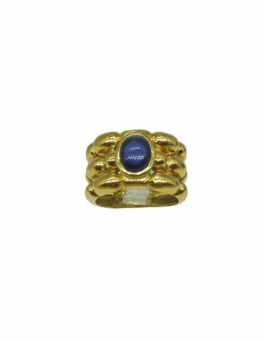 Anillo perla azul relieve oro 18k - T.11