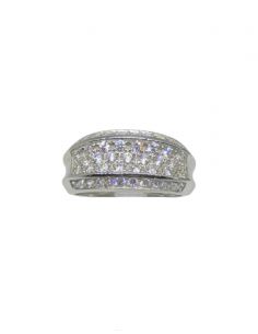Anillo decoración circonitas oro blanco 18k - T.13 -  Joyería Orocash