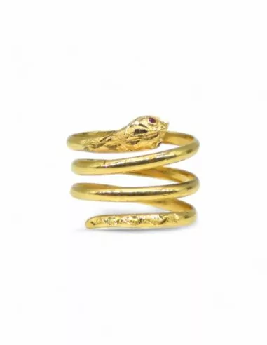 Anillo serpiente ojo rubí 18k - T.14