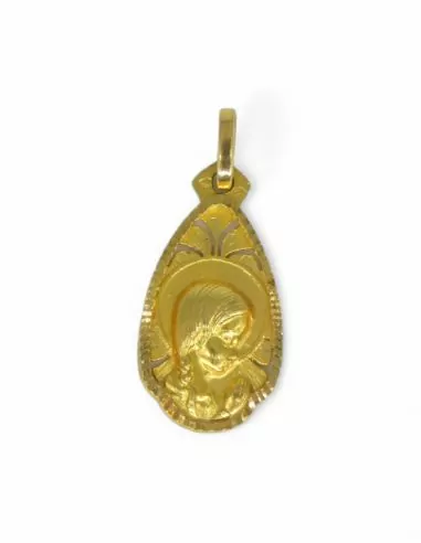 Medalla ovalada Virgen niña oro 18k