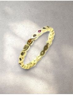 Anillo aro circonitas colores plata dorada | Orocash joyería