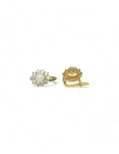 Pendientes flor circonitas perla central 18K-Joyería Orocash 2