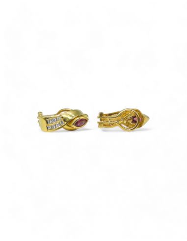 Pendientes con circonitas blancas y rojas oro 18k - Joyería Orocash