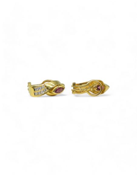 Pendientes con circonitas blancas y rojas oro 18k - Joyería Orocash