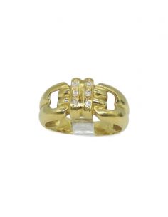 Anillo decoración circonitas oro 18k -T.11- Joyería Orocash