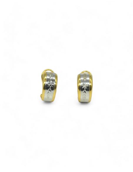 Pendientes bicolor labrados oro 18K - joyería orocash